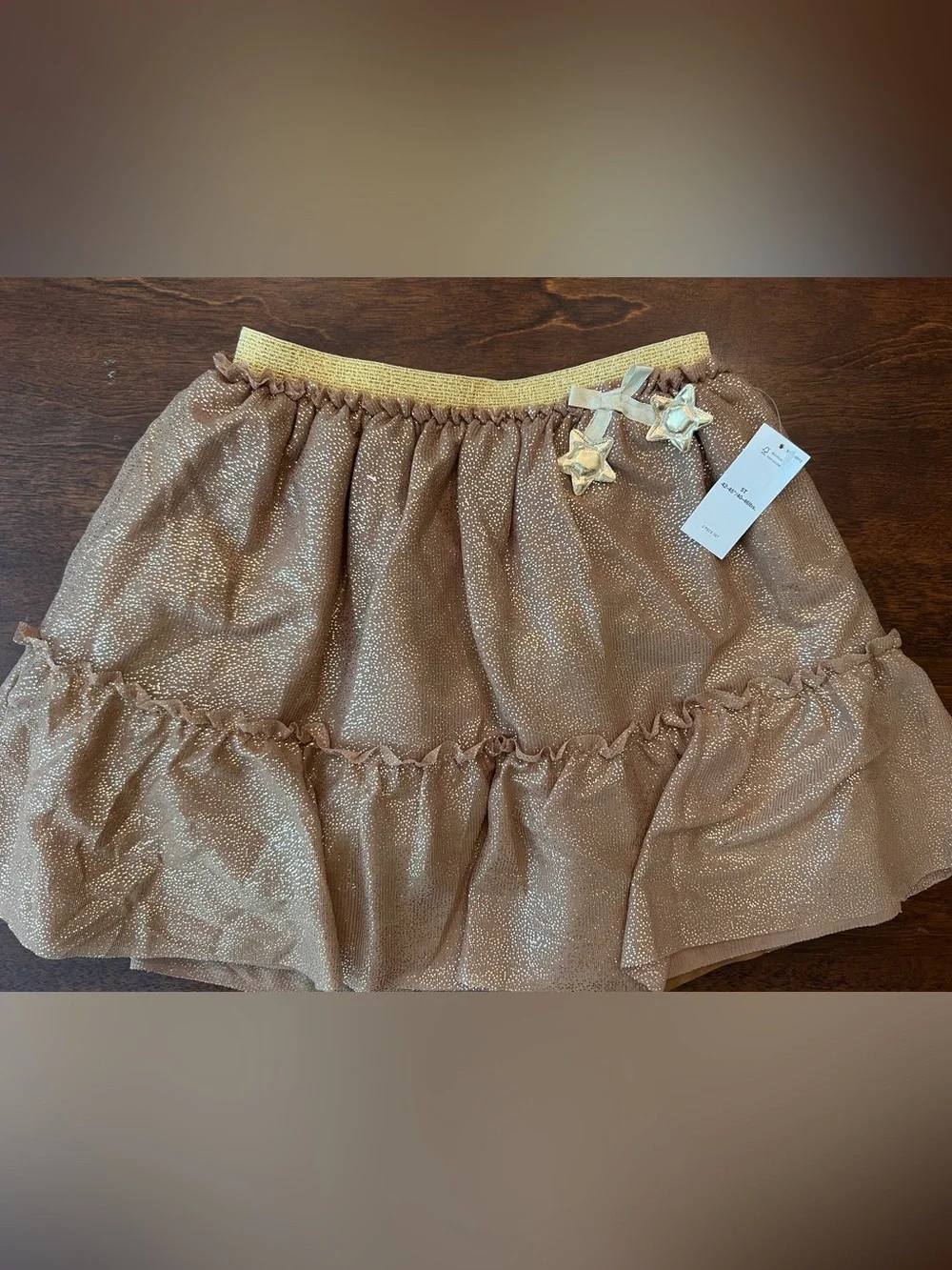 Toddler Girl 5T 2-Piece Outfit Set Holiday Gold Shimmer Skirt & Long Sleeve